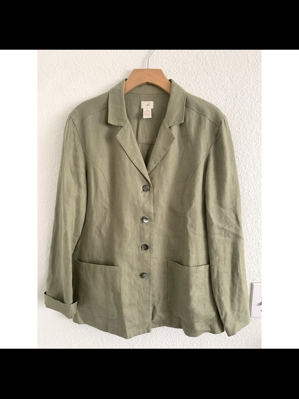 J. Jill Olive Green Linen-Blend Blazer